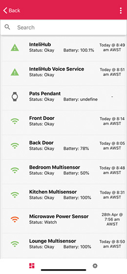 InteliCare app screen 8 - System Health